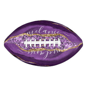 Aangepaste naam Agate Paars Violet Gold Glitter Ge American Football