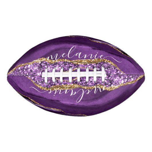 Aangepaste naam Agate Paars Violet Gold Glitter Ge American Football (Voorkant)