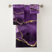 Aangepaste naam Agate Paars Violet Gold Glitter Ge Bad Handdoek (Insitu)