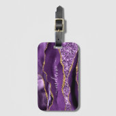Aangepaste naam Agate Paars Violet Gold Glitter Ge Bagagelabel (Voorkant (verticaal))