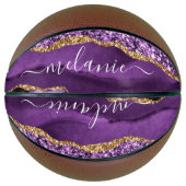 Aangepaste naam Agate Paars Violet Gold Glitter Ge Basketbal (Voorkant)