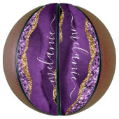 Aangepaste naam Agate Paars Violet Gold Glitter Ge Basketbal (Verticaal)