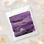 Aangepaste naam Agate Paars Violet Gold Glitter Ge Bedankzakje (Geknipt)