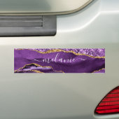 Aangepaste naam Agate Paars Violet Gold Glitter Ge Bumpersticker (Op auto)