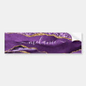 Aangepaste naam Agate Paars Violet Gold Glitter Ge Bumpersticker (Voorkant)