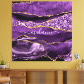 Aangepaste naam Agate Paars Violet Gold Glitter Ge Canvas Afdruk (Insitu (Woonkamer))