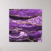 Aangepaste naam Agate Paars Violet Gold Glitter Ge Canvas Afdruk (Voorkant)