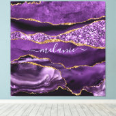 Aangepaste naam Agate Paars Violet Gold Glitter Ge Canvas Afdruk (Insitu (Houten vloer))