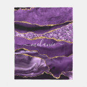 Aangepaste naam Agate Paars Violet Gold Glitter Ge Fleece Deken (Voorkant)