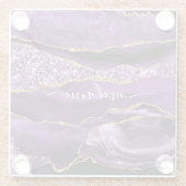 Aangepaste naam Agate Paars Violet Gold Glitter Ge Glazen Onderzetter (Achterkant)