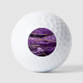 Aangepaste naam Agate Paars Violet Gold Glitter Ge Golfballen (Voorkant)