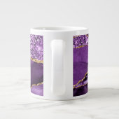 Aangepaste naam Agate Paars Violet Gold Glitter Ge Grote Koffiekop (Achterkant)