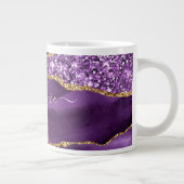 Aangepaste naam Agate Paars Violet Gold Glitter Ge Grote Koffiekop (Rechts)