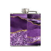 Aangepaste naam Agate Paars Violet Gold Glitter Ge Heupfles (Achterkant)
