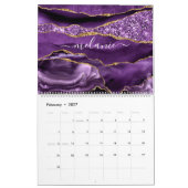 Aangepaste naam Agate Paars Violet Gold Glitter Ge Kalender (Feb 2027)