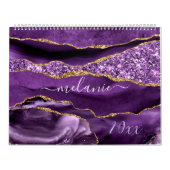 Aangepaste naam Agate Paars Violet Gold Glitter Ge Kalender (Hoes)