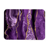 Aangepaste naam Agate Paars Violet Gold Glitter Ge Magneet (Horizontaal)
