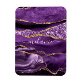 Aangepaste naam Agate Paars Violet Gold Glitter Ge Magneet (Verticaal)