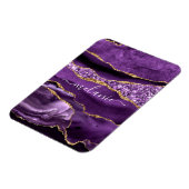 Aangepaste naam Agate Paars Violet Gold Glitter Ge Magneet (Linkerzijde)