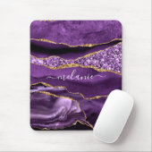 Aangepaste naam Agate Paars Violet Gold Glitter Ge Muismat (Met muis)