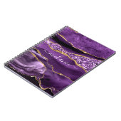 Aangepaste naam Agate Paars Violet Gold Glitter Ge Notitieboek (Linkerzijde)