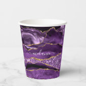 Aangepaste naam Agate Paars Violet Gold Glitter Ge Papieren Bekers (Voorkant)