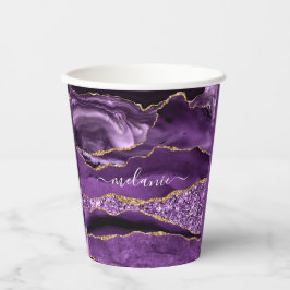 Aangepaste naam Agate Paars Violet Gold Glitter Ge Papieren Bekers