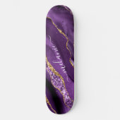 Aangepaste naam Agate Paars Violet Gold Glitter Ge Persoonlijk Skateboard (Voorkant)