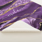 Aangepaste naam Agate Paars Violet Gold Glitter Ge Sherpa Deken (3/4)
