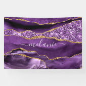 Aangepaste naam Agate Paars Violet Gold Glitter Ge Spandoek (Horizontaal)