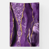 Aangepaste naam Agate Paars Violet Gold Glitter Ge Spandoek (Verticaal)