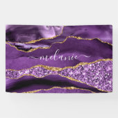 Aangepaste naam Agate Paars Violet Gold Glitter Ge Spandoek (Horizontaal)