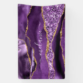 Aangepaste naam Agate Paars Violet Gold Glitter Ge Spandoek (Verticaal)