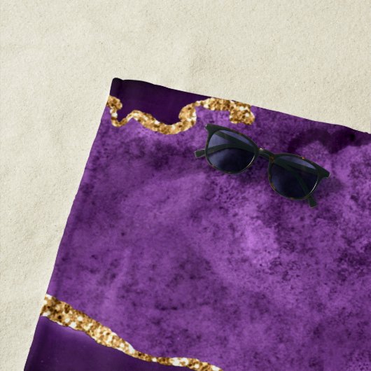 Aangepaste naam Agate Paars Violet Gold Glitter Ge Strandlaken (In situ)