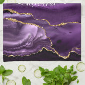Aangepaste naam Agate Paars Violet Gold Glitter Ge Theedoek (Gevouwen)