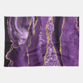 Aangepaste naam Agate Paars Violet Gold Glitter Ge Theedoek (Horizontaal)