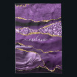 Aangepaste naam Agate Paars Violet Gold Glitter Ge Theedoek<br><div class="desc">Agate Paarse Violet Gold Glitter Geode Custom Name Sparkle Marble Personalized Birthday - Jubileum of Wedding Gift / Suppliest - Voeg Jouw naam toe - Tekst of verwijder - Maak uw speciale cadeautje - Resize en beweeg of verwijder tekst/elementen met aanpassingsgereedschap. Ontwerp door MIGNED. Zie mijn andere projecten/design en schilderijen....</div>