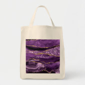 Aangepaste naam Agate Paars Violet Gold Glitter Ge Tote Bag (Voorkant)