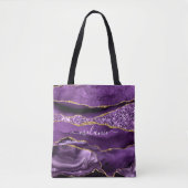 Aangepaste naam Agate Paars Violet Gold Glitter Ge Tote Bag (Voorkant)