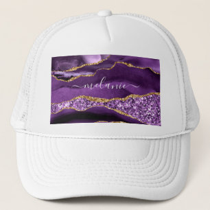 Aangepaste naam Agate Paars Violet Gold Glitter Ge Trucker Pet