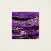 Aangepaste naam Agate Paars Violet Gold Glitter Ge Vierkante Visitekaartjes (Voorkant)