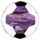 Aangepaste naam Agate Paars Violet Gold Glitter Ge Voetbal (Voorkant)