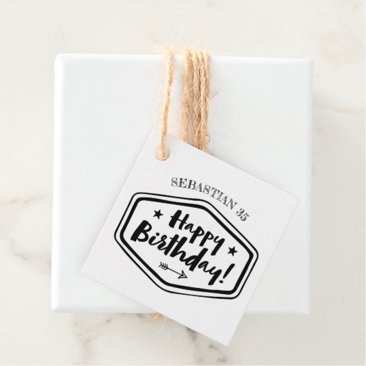 aangepaste NAAM AGE Birthday-label - Mannen rustig Bedankjes Labels (In situ)