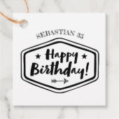 aangepaste NAAM AGE Birthday-label - Mannen rustig Bedankjes Labels (Voorkant)
