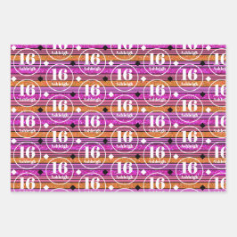 Aangepaste naam Age Pink Birthday Inpakpapier Vel