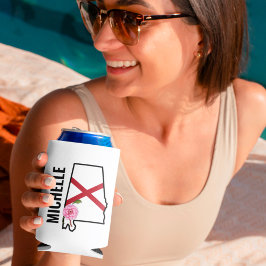 Aangepaste naam Alabama Vlag en State Flower Camel Blikjeskoeler