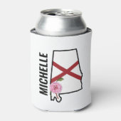 Aangepaste naam Alabama Vlag en State Flower Camel Blikjeskoeler (Blikje Voorkant)