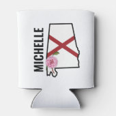 Aangepaste naam Alabama Vlag en State Flower Camel Blikjeskoeler (Achterkant)