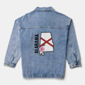 Aangepaste naam Alabama Vlag en State Flower Camel Denim Jacket (Achterkant)