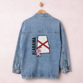 Aangepaste naam Alabama Vlag en State Flower Camel Denim Jacket (Hangar)